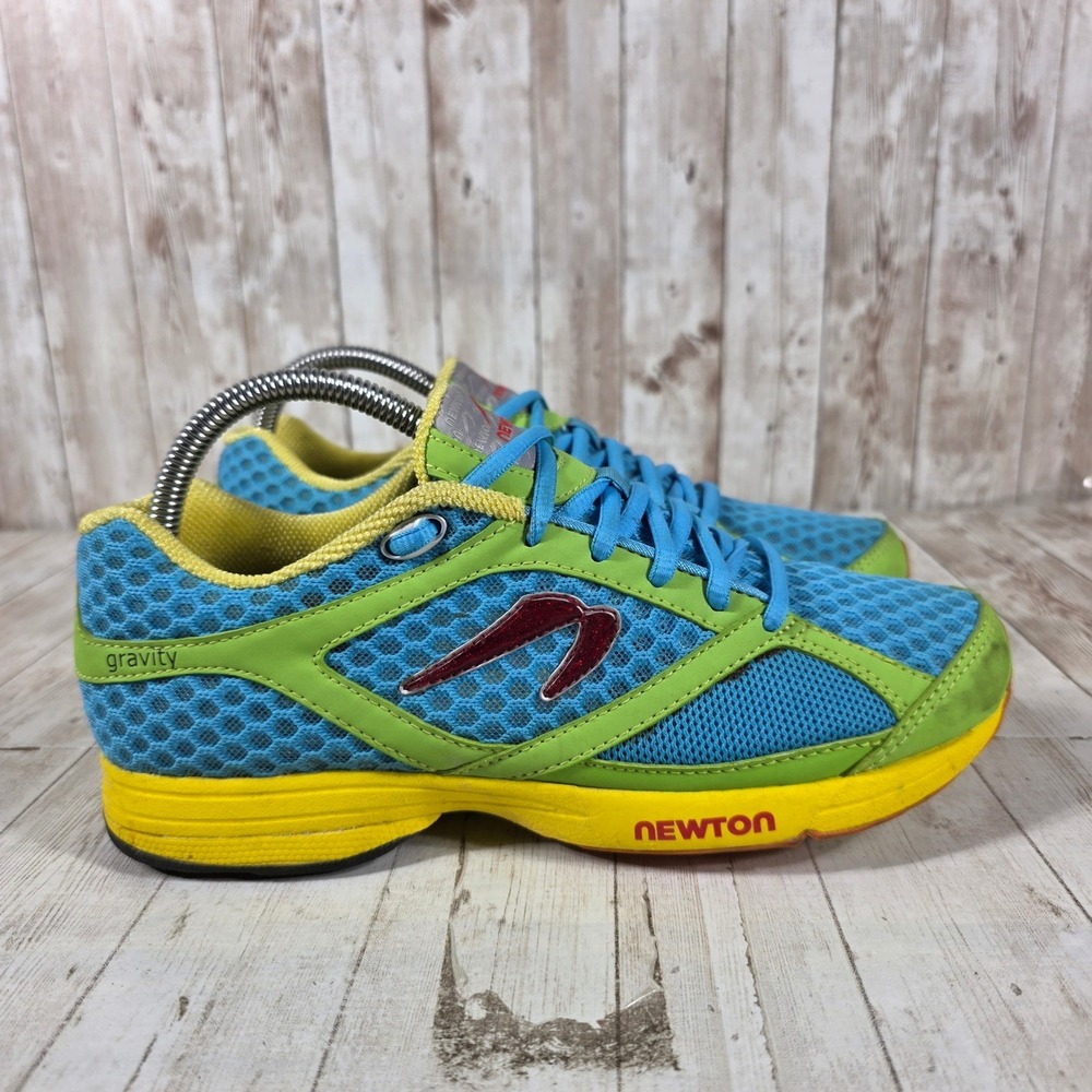 Newton Gravity Running Shoes‎ Blue Green Yellow W000212 Mens 8.5 Low Top Mesh